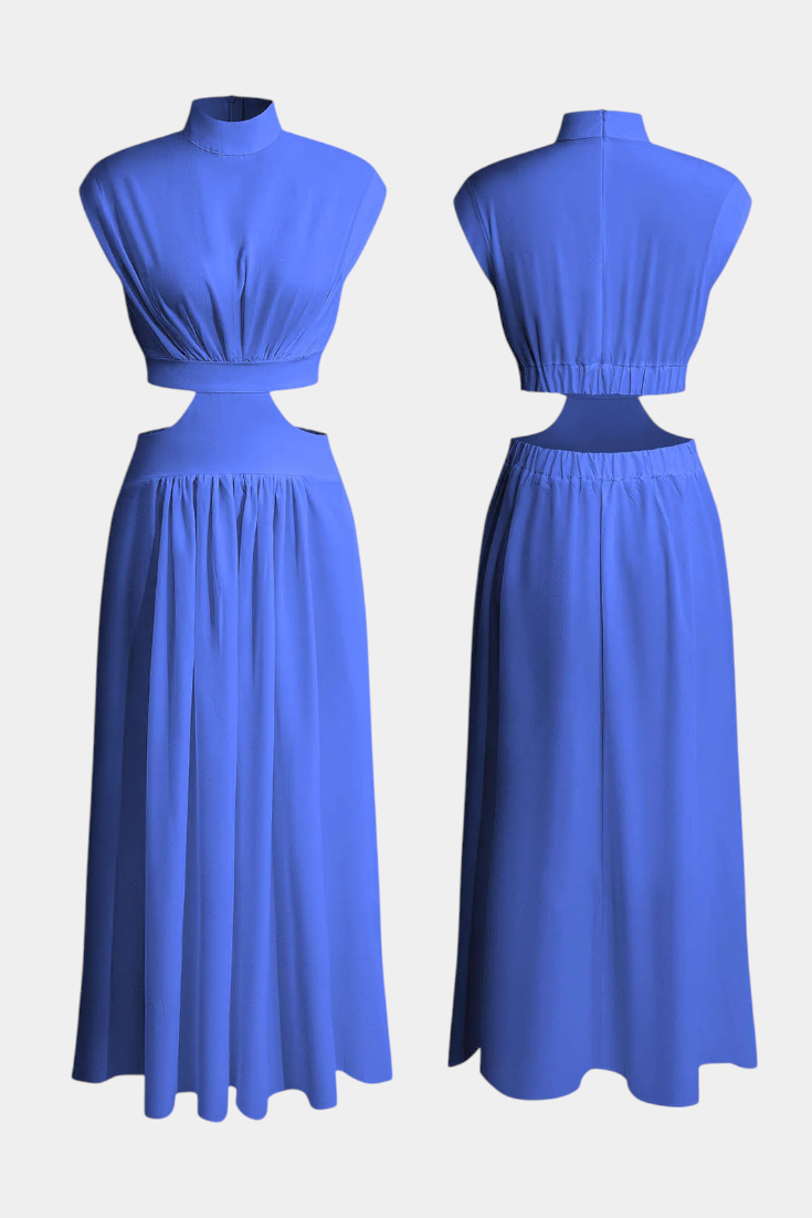 Jocelyn High Neck Top and Flowing Skirt with Side Slits