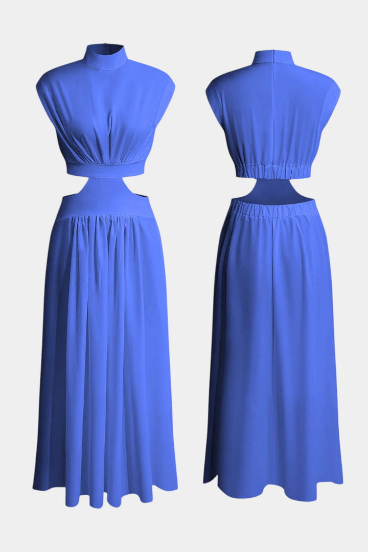 Jocelyn High Neck Top and Flowing Skirt with Side Slits