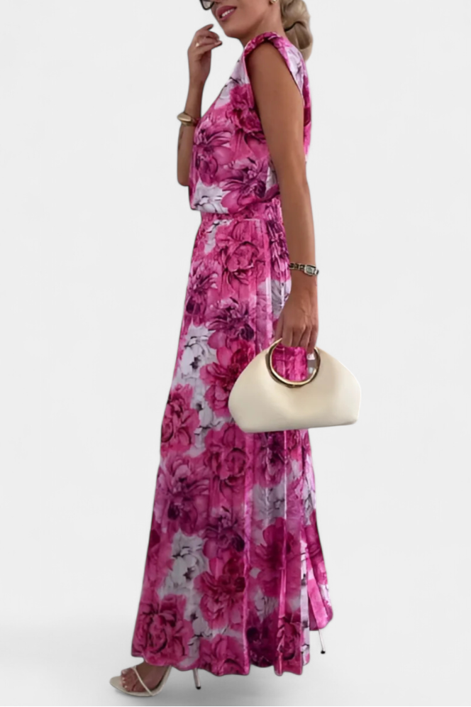 Liora Sleeveless Backless Ensemble with Flowing Wide-Leg Pleated Trousers