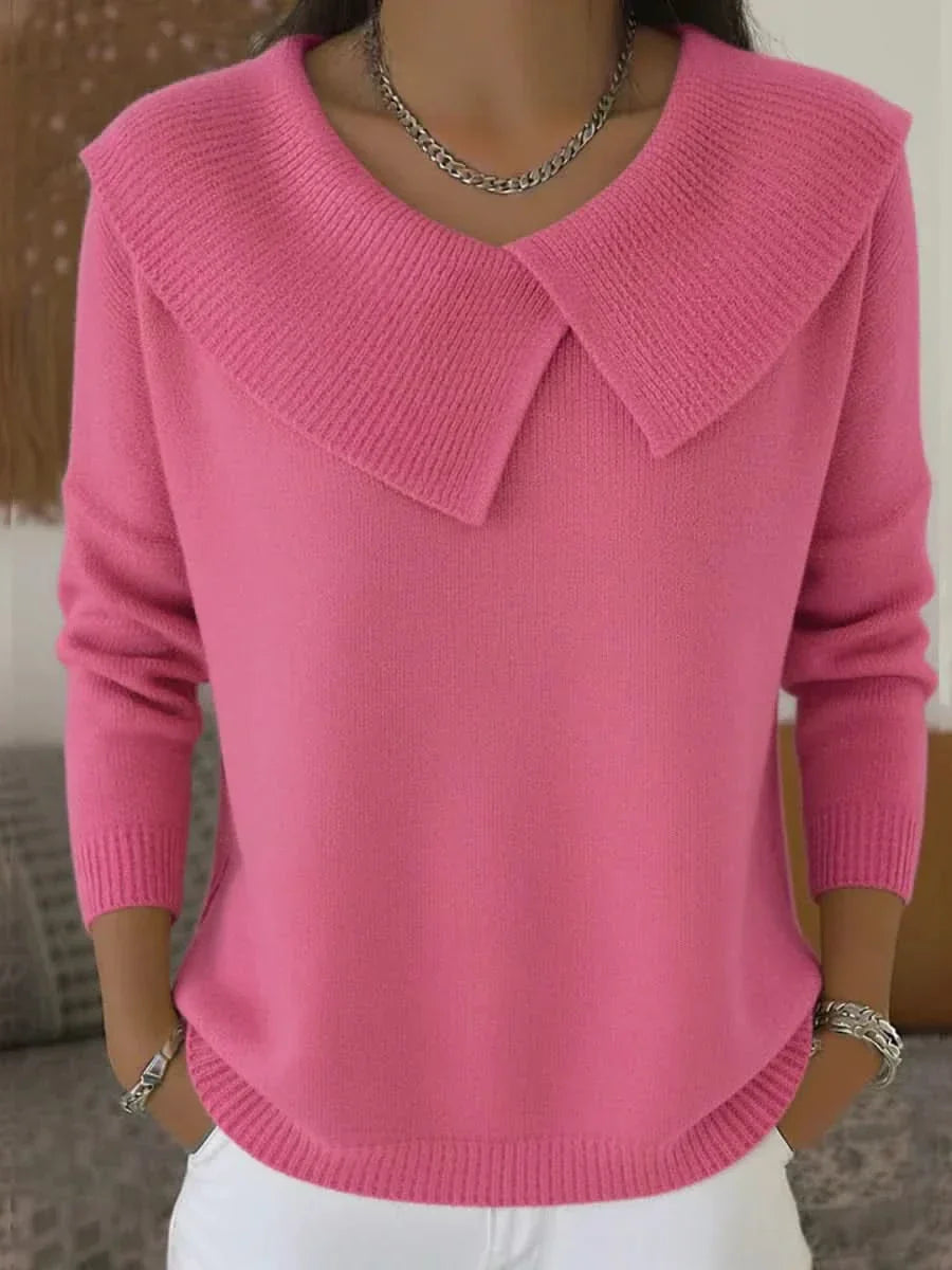 Odette | Pink Ribbed Collar Sweater
