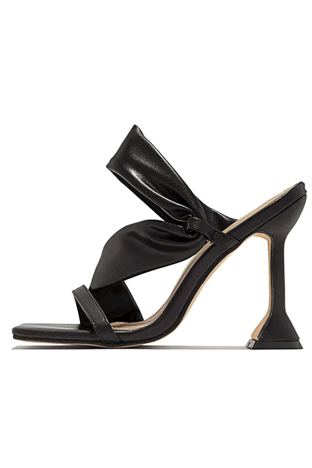 Sarah Crumpled Metal High Heels with Square Toe