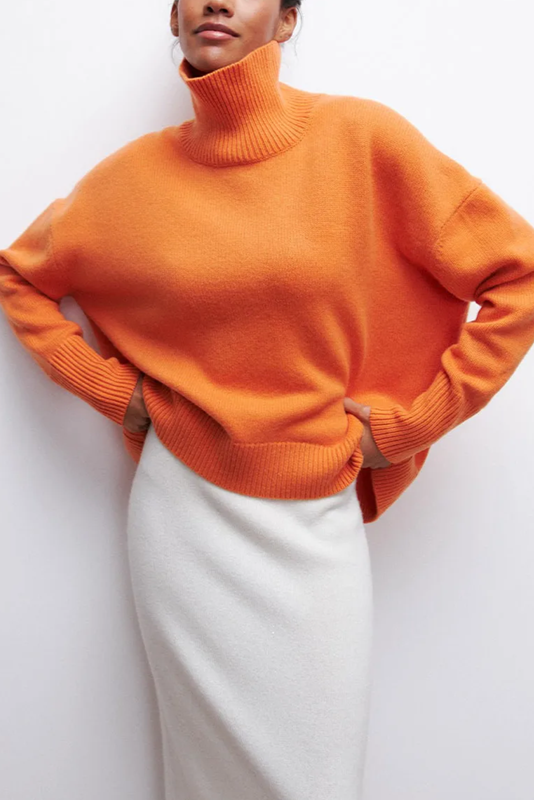 Alma Oversized Sweater Featuring a Luxurious High Collar