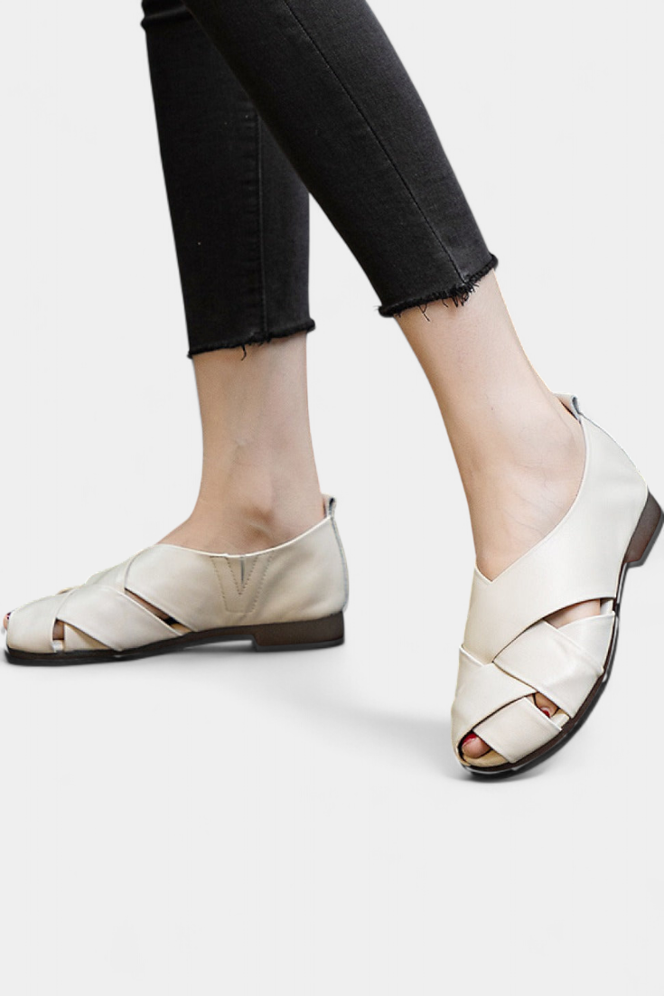 Nayra Authentic Leather Cross-Strap Sandals