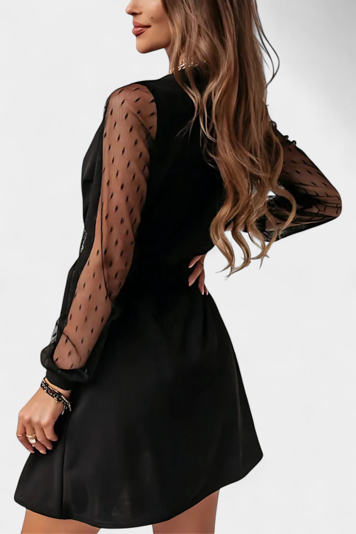 Calandra Structured Neckline Mini Dress with Fitted Silhouette