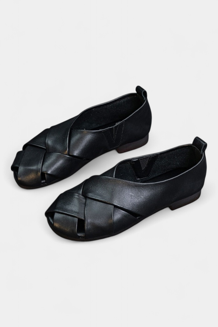 Nayra Authentic Leather Cross-Strap Sandals