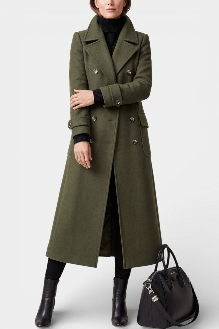 Franka Tailored Long Wool Coat with Elegant Double-Breasted Style