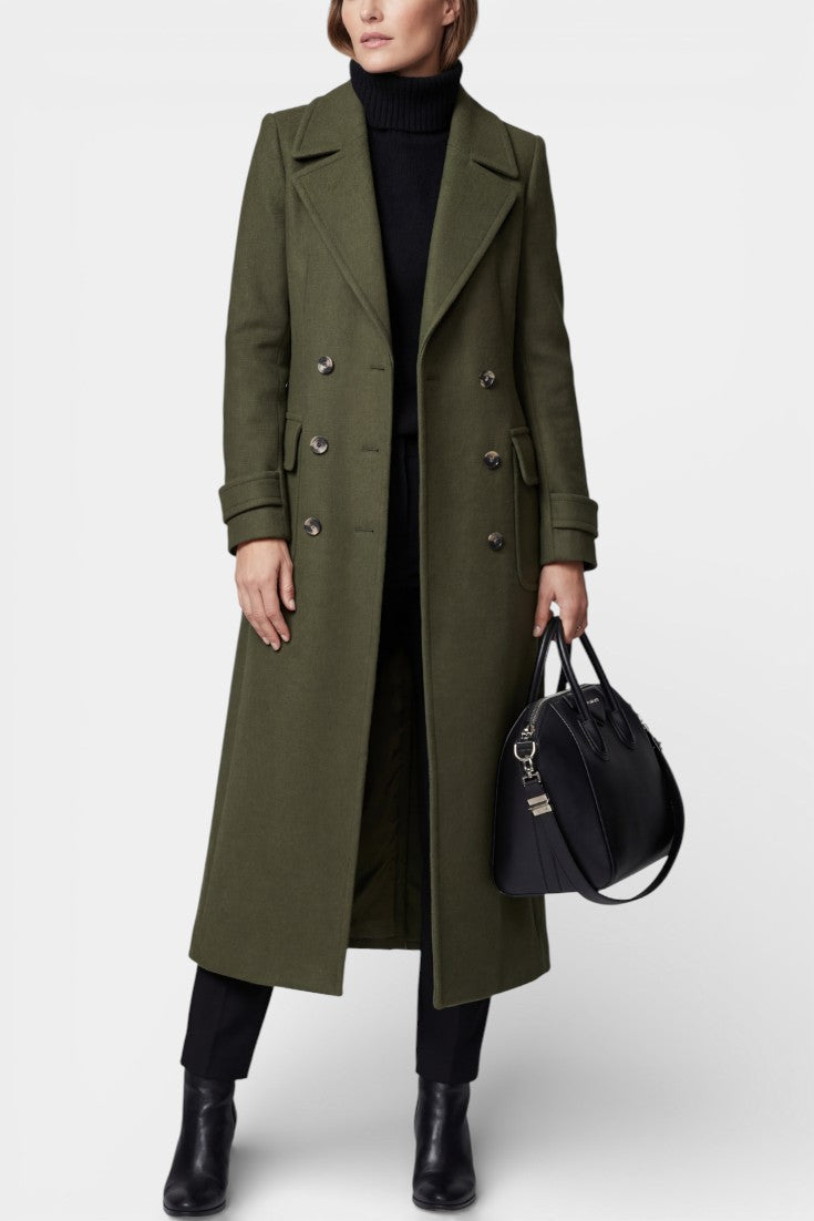 Franka Tailored Long Wool Coat with Elegant Double-Breasted Style