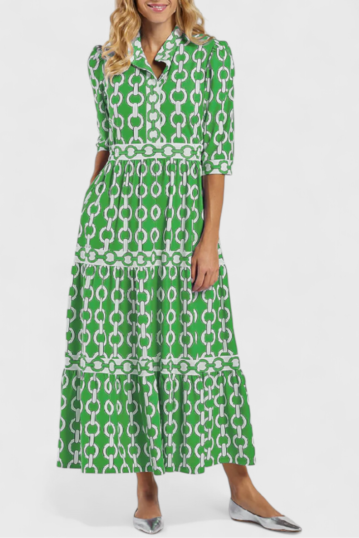 Chain Pattern Casilda Midi Dress
