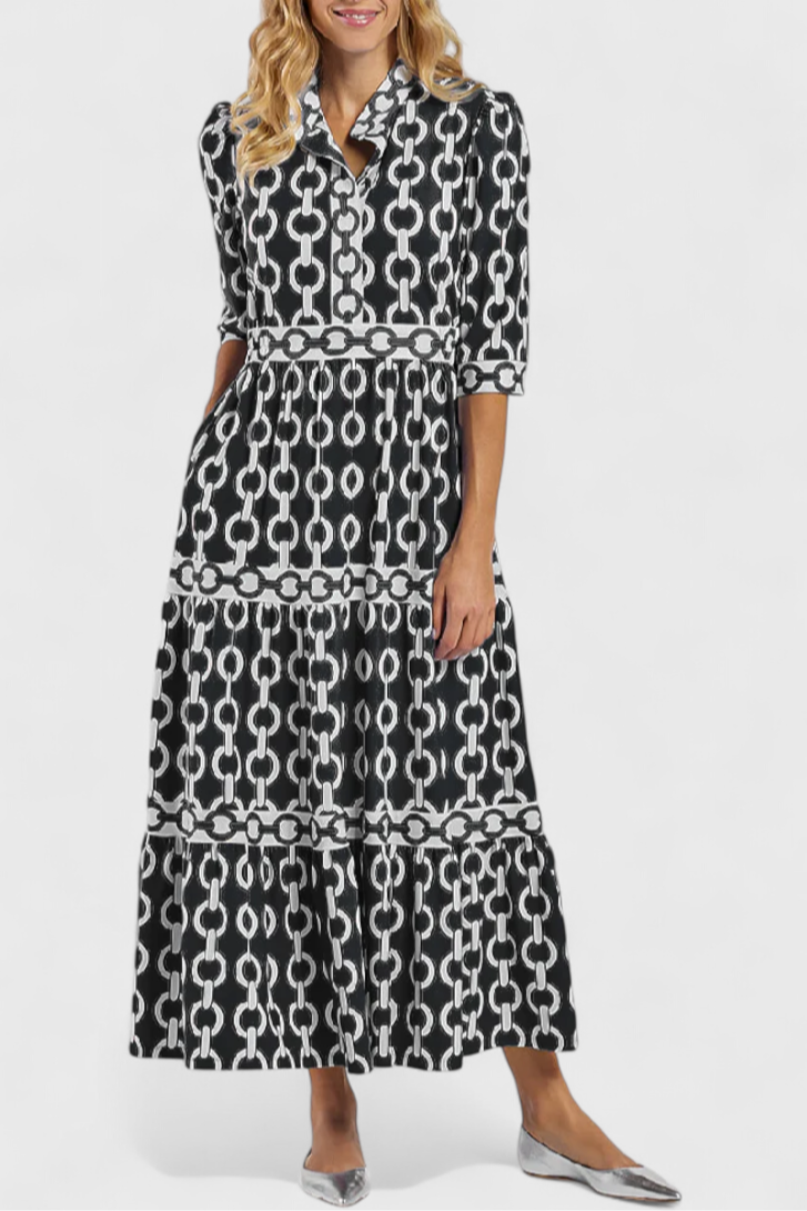 Chain Pattern Casilda Midi Dress