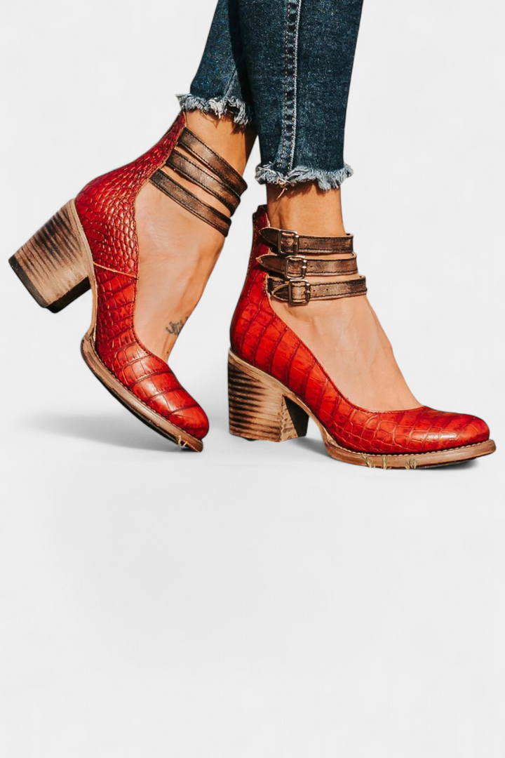 Eco-Leather Penka Block Heels with Elegant Design