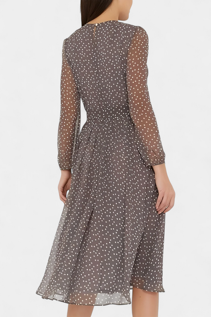 Polka Dot Puff Sleeve Midi Dress by Cymene