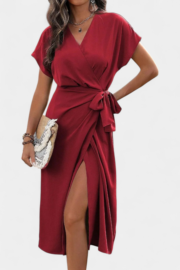 Begoña V-Neck Wrap Dress with Adjustable Belt