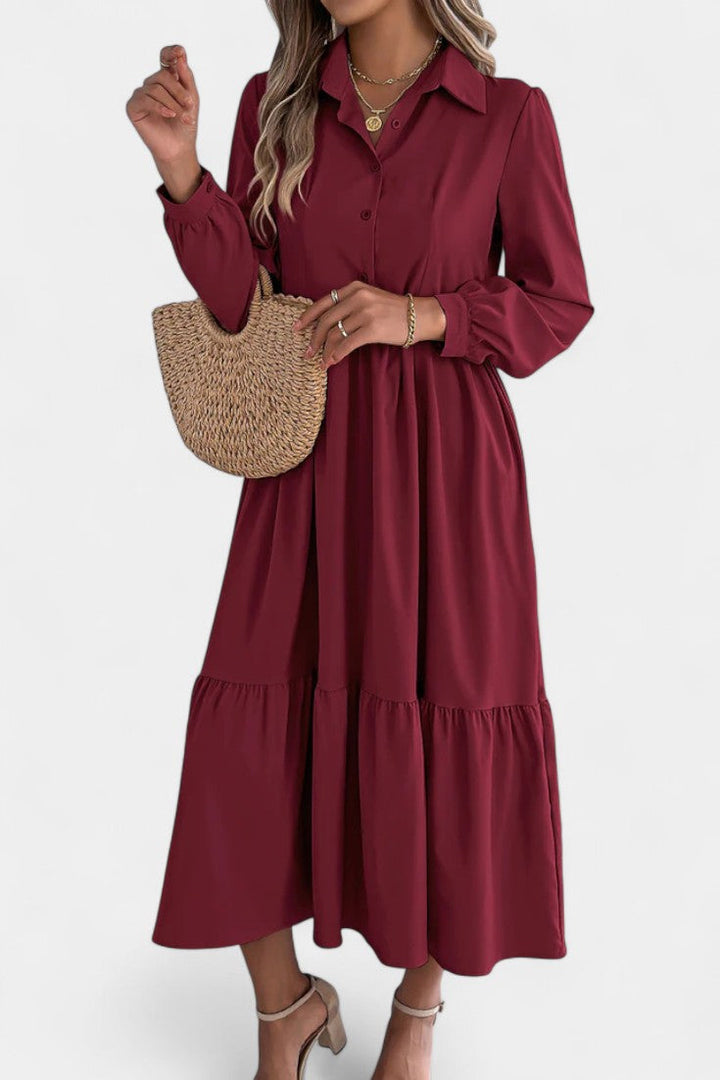 Long Sleeve Tiered Shirt Dress by Jessica Long