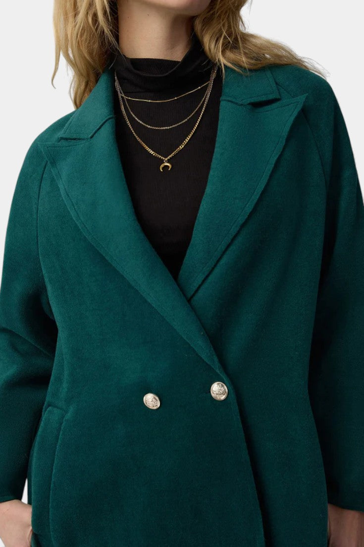 Padmé Long Crossed Coat featuring Notched Lapels