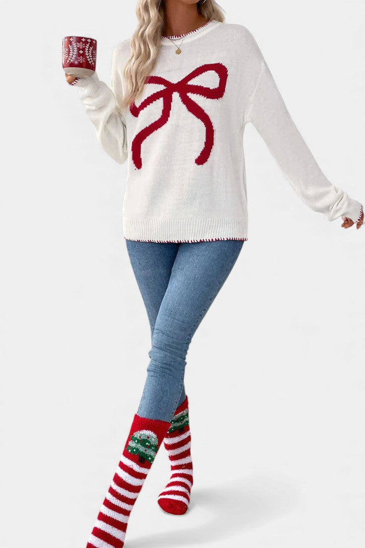 Cécile Festive Bow Pattern Sweater