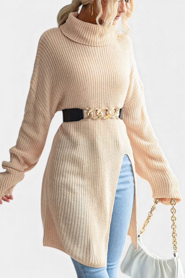 Belted Turtleneck Sweater by Adraste