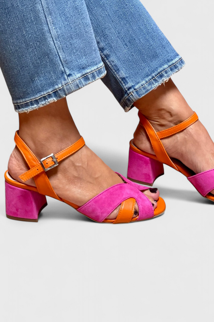 Bicolor Design Norma Block Heel Sandals