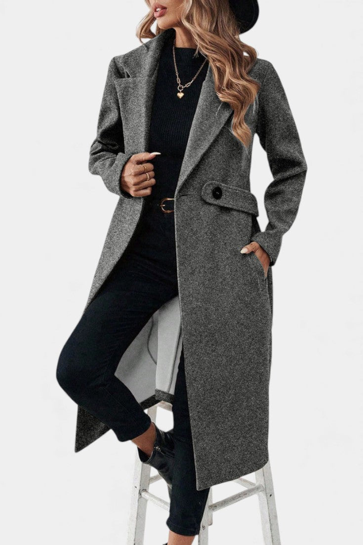 Hédia Classic Long Reversible Double-Breasted Overcoat