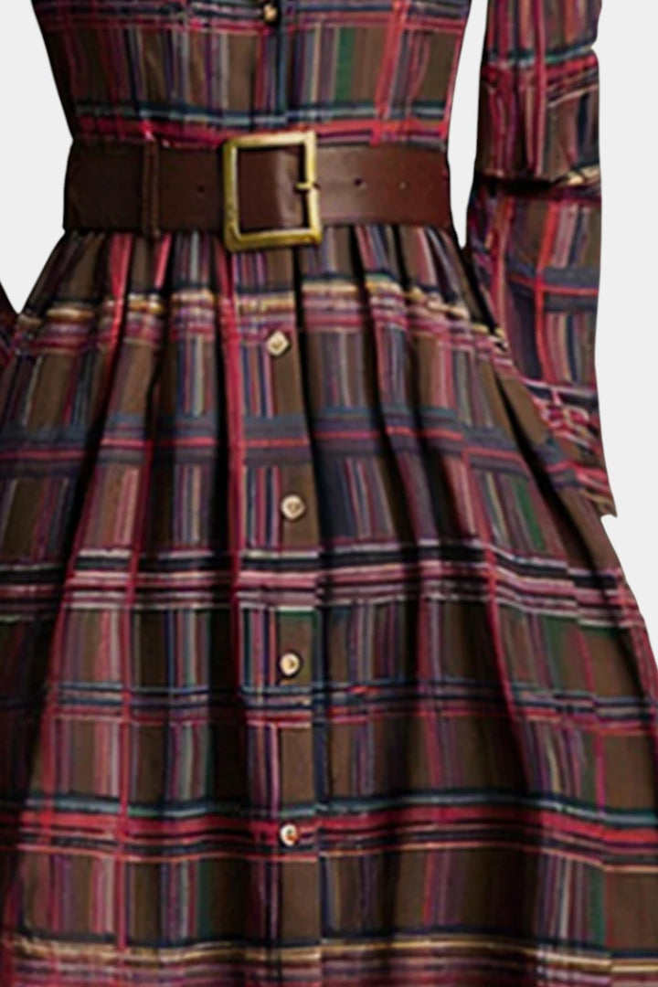 Eustellia Long Plaid Bohemian Dress