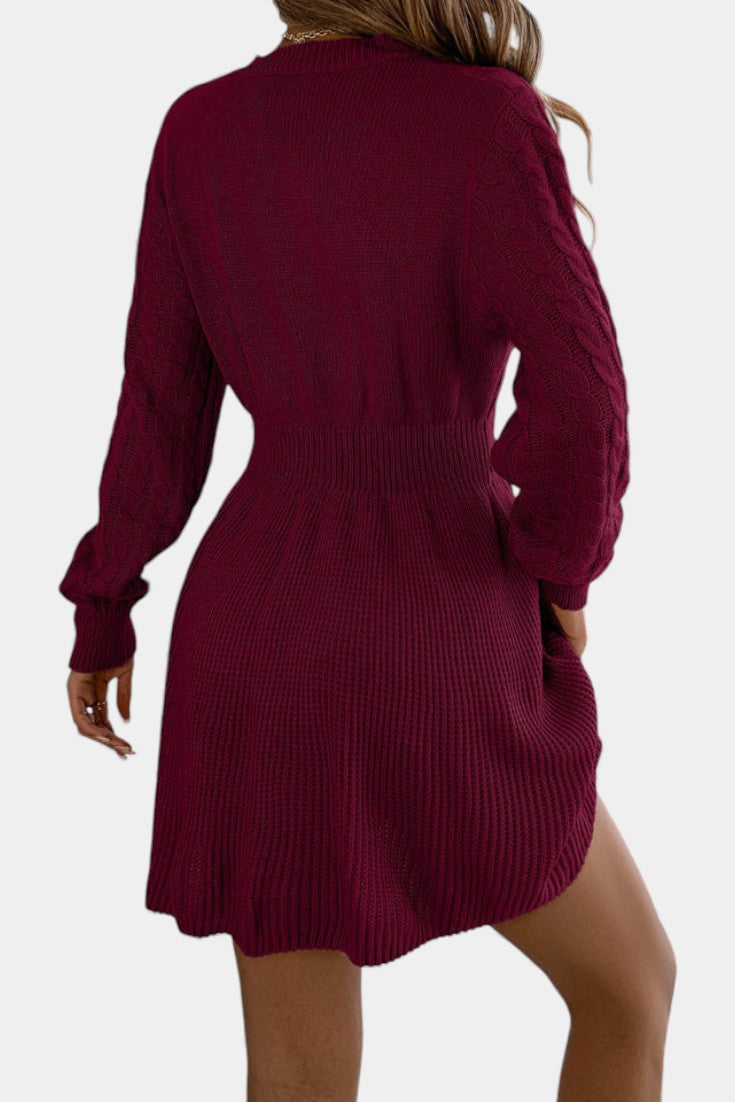 Césarine Mini Sweater Dress in Twisted Knit with Round Neck