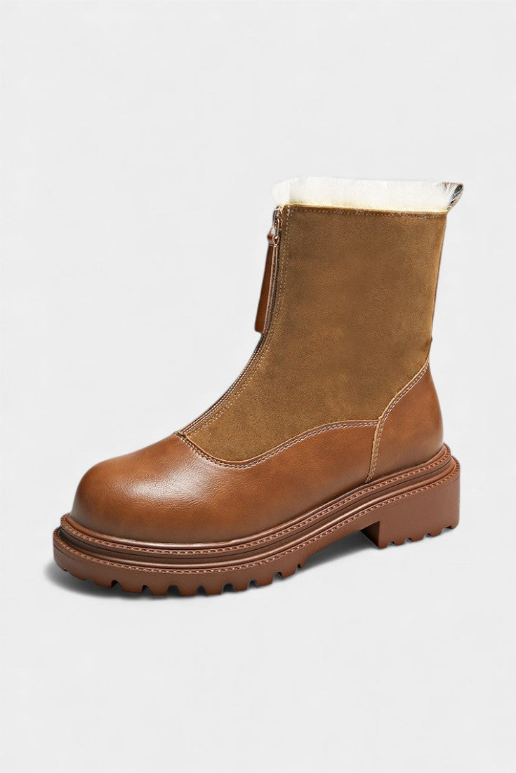 Gertrud Ankle Boots Featuring Studded Sole and Faux Fur Accent