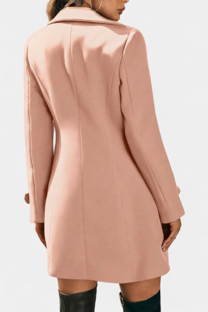 Maïlys Notched Collar Open Coat with Decorative Buttons