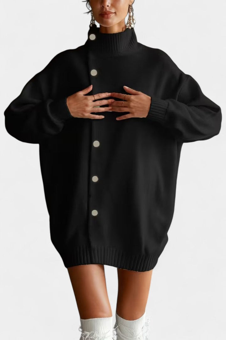 Pull Ample Uni à Col Montant Enriette