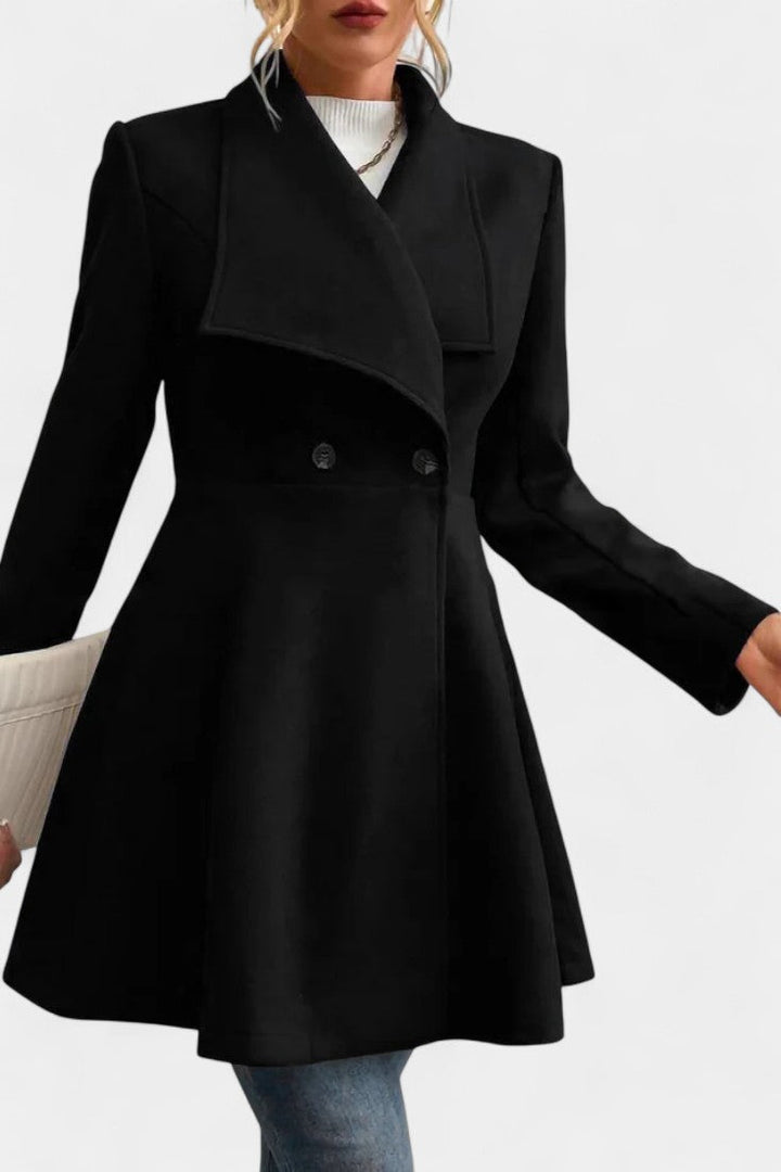 Floriane Double-Breasted Reversible Peplum Coat