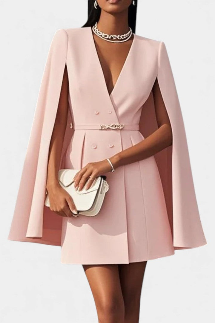 Zarema Sleeveless V-Neck Mini A-Line Dress with Built-In Blazer