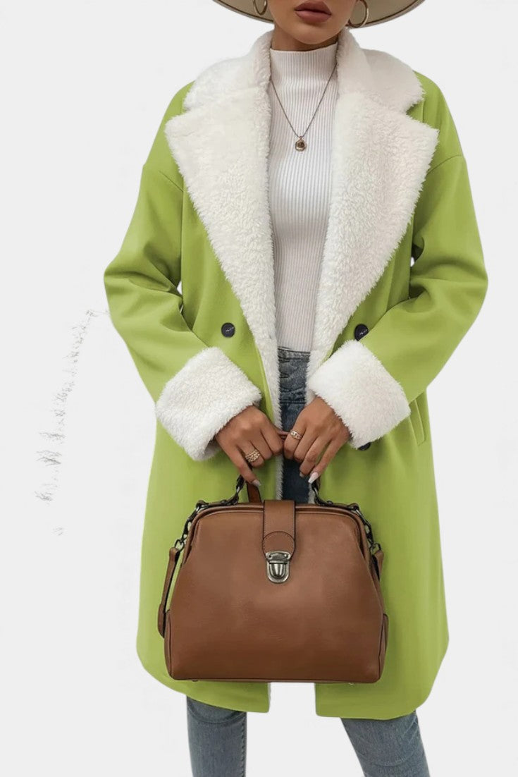 Romina Mid-Length Tailored Coat Featuring Cozy Fleece Lining