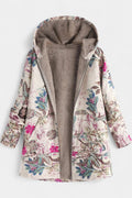 Winter Hooded Coat with April Floral Print