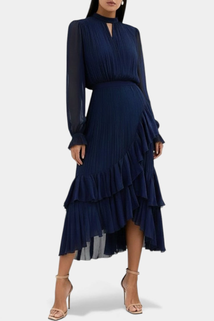 Graziella Chic Pleated Ruffle Dress