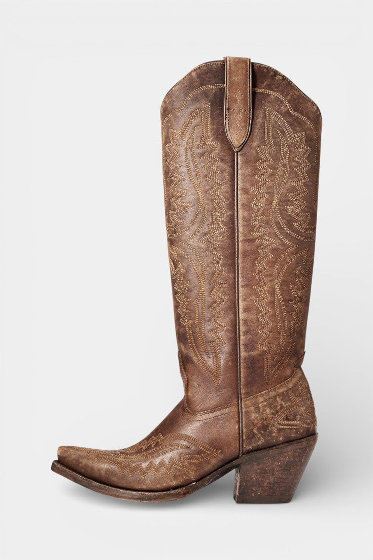 Zélie Retro Western Embroidered Pointed Toe Booties