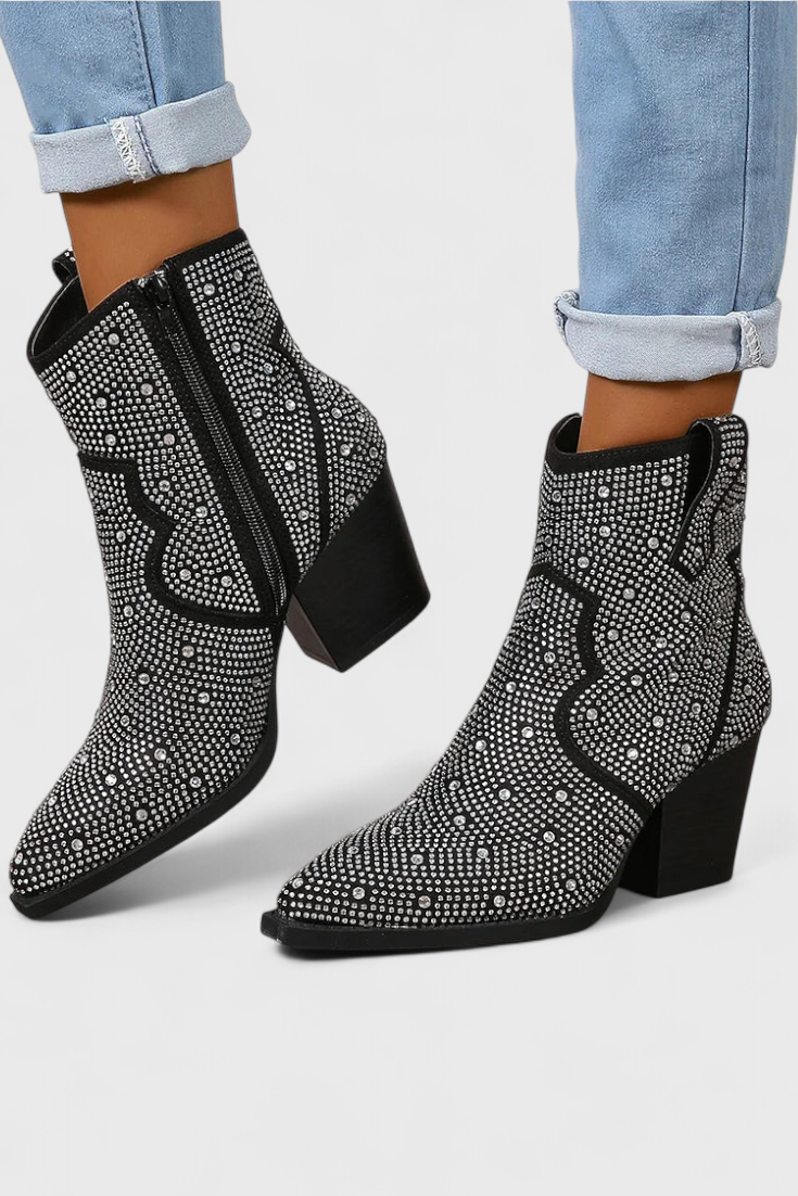 Berenice Zippered Patchwork Boots with Durable Sole