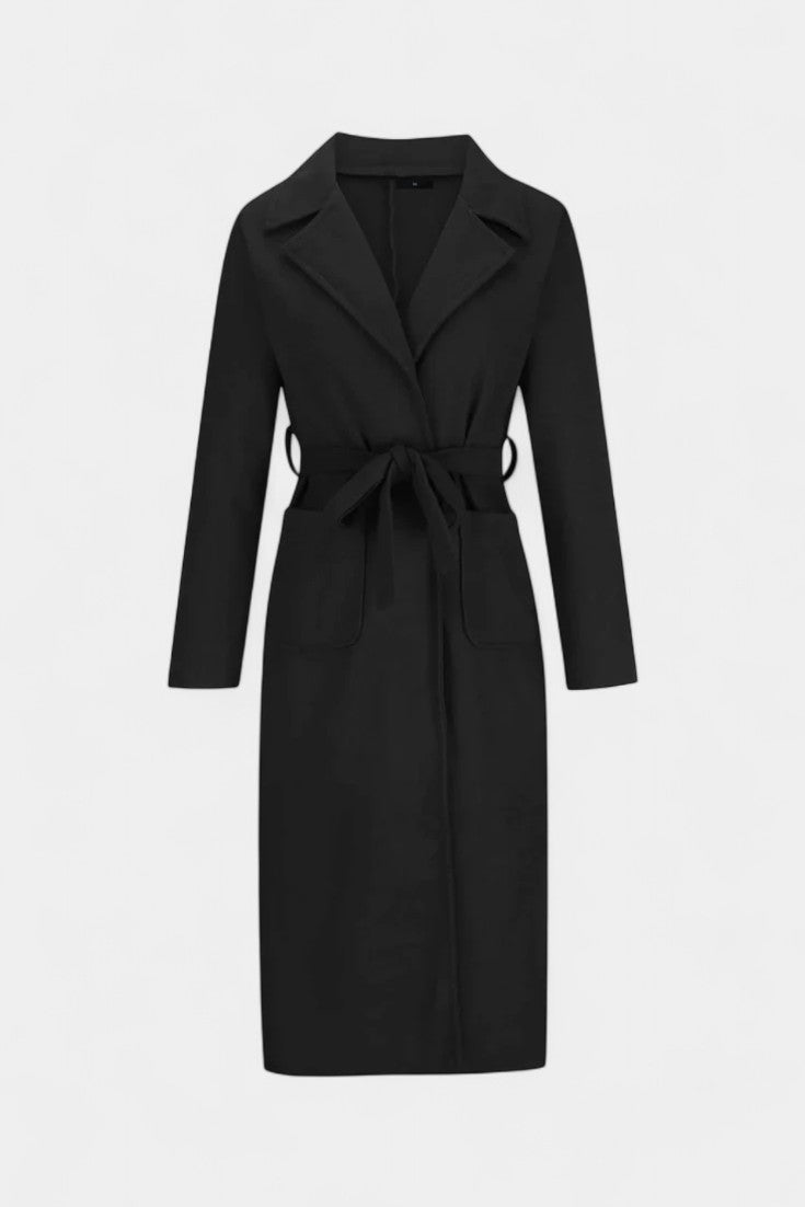 Capucine Belted Coat Featuring Notched Collar and Pockets