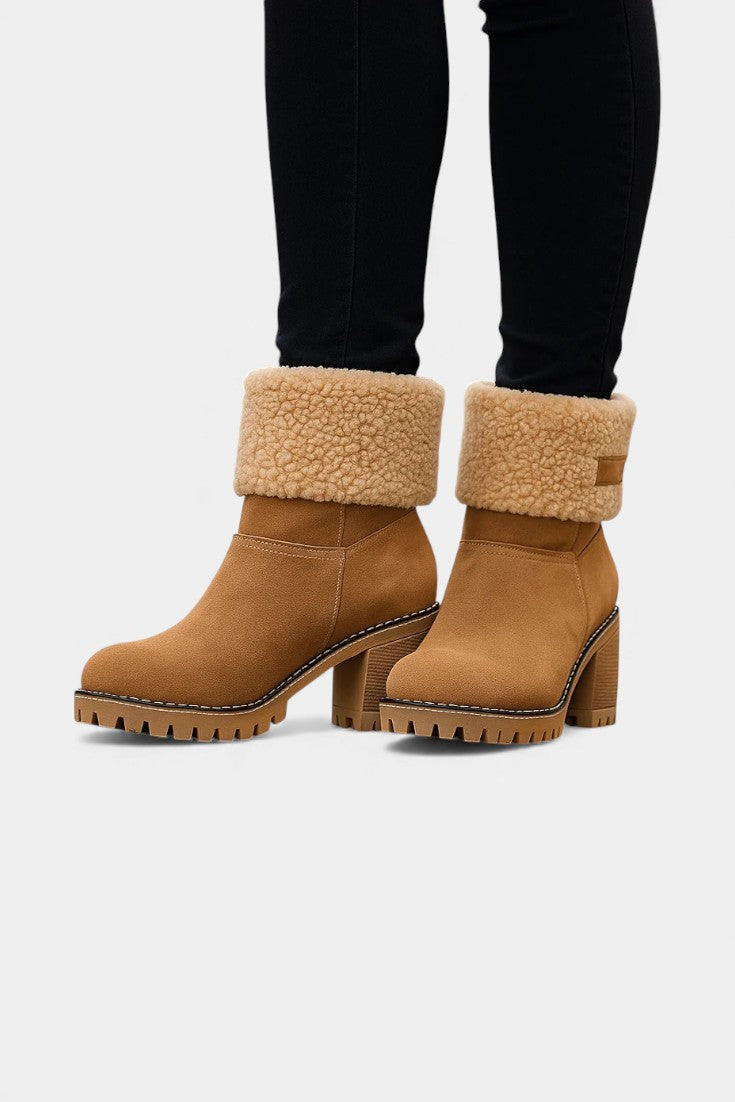 Luise Sienna Faux Fur Block Heel Ankle Boots
