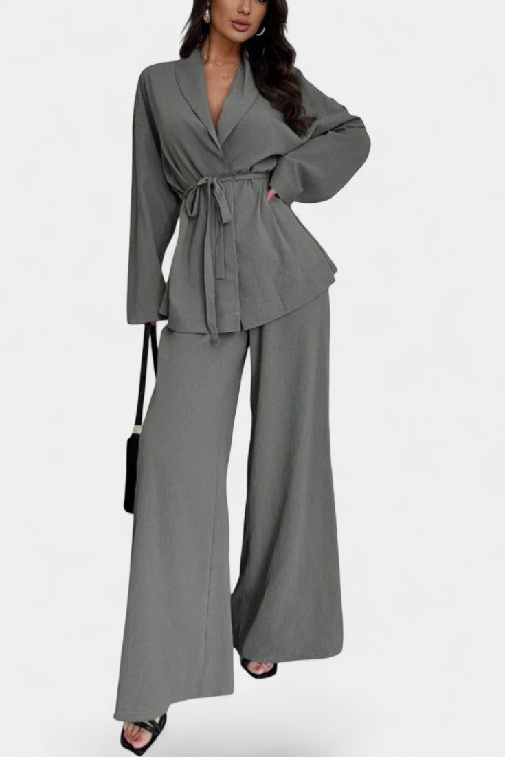 Amy V-Neck Blazer and Flared Pants Set