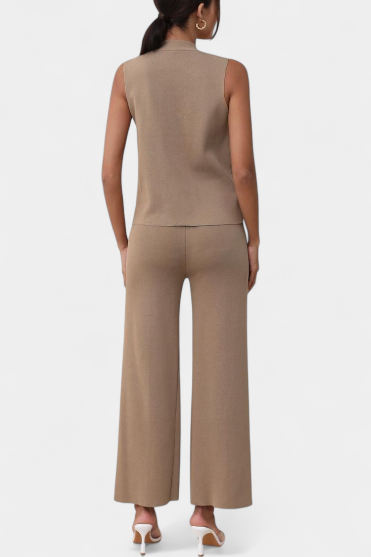 Jacey Knit Vest with Wide-Leg Trousers