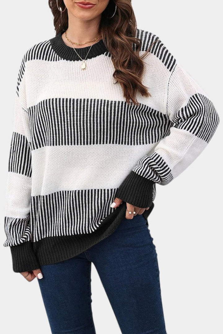 Mirna Extra-Large Striped Knit Sweater