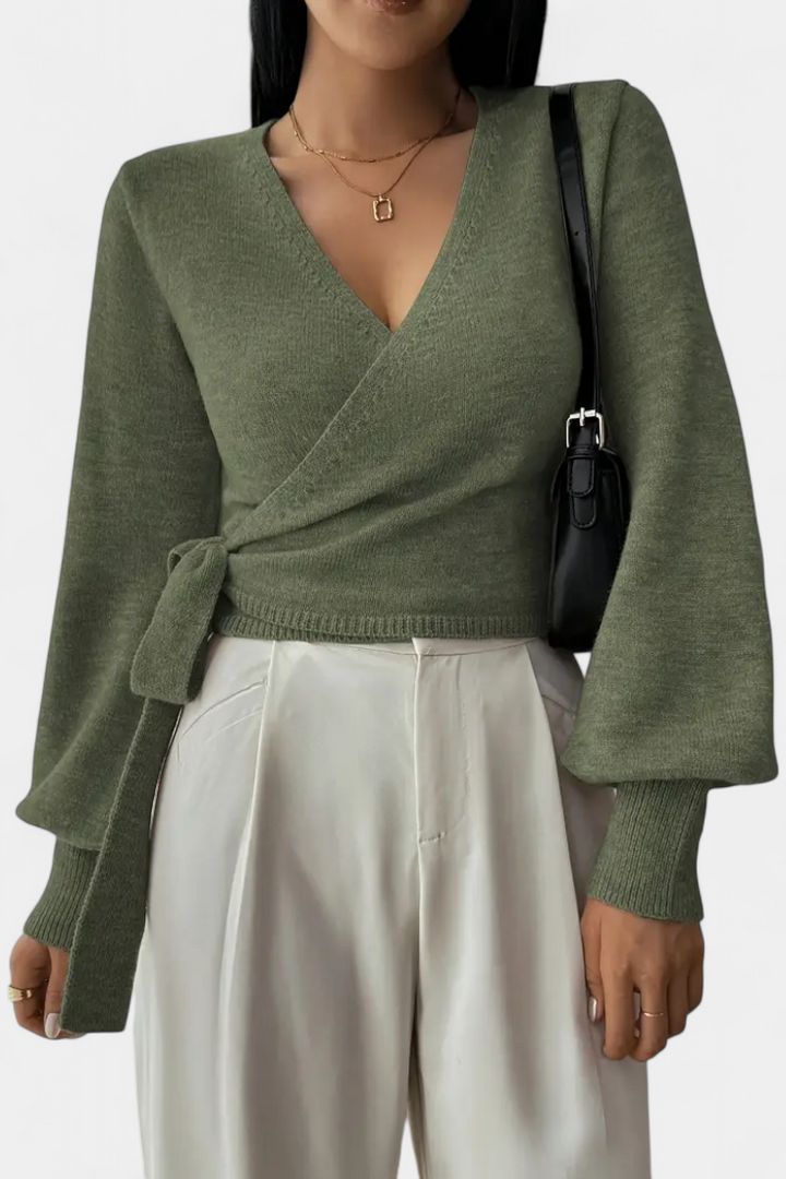 Persephone V-Neck Cross-Back Top with Short Sleeves