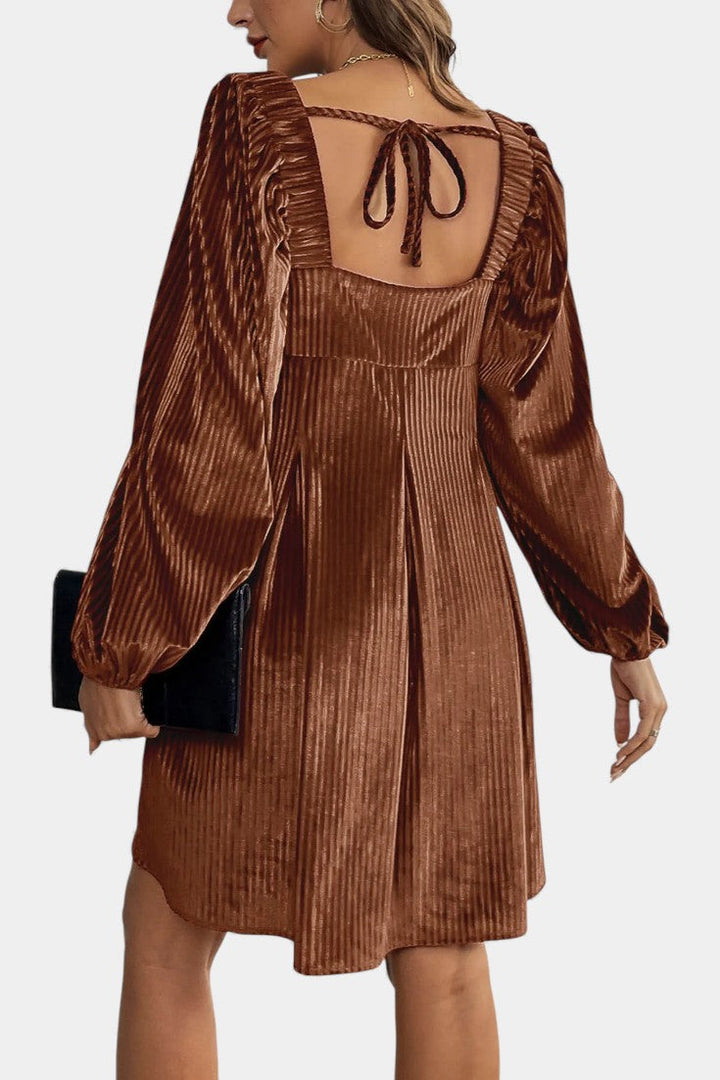 Pleated Velvet Midi Dress by Adrenia