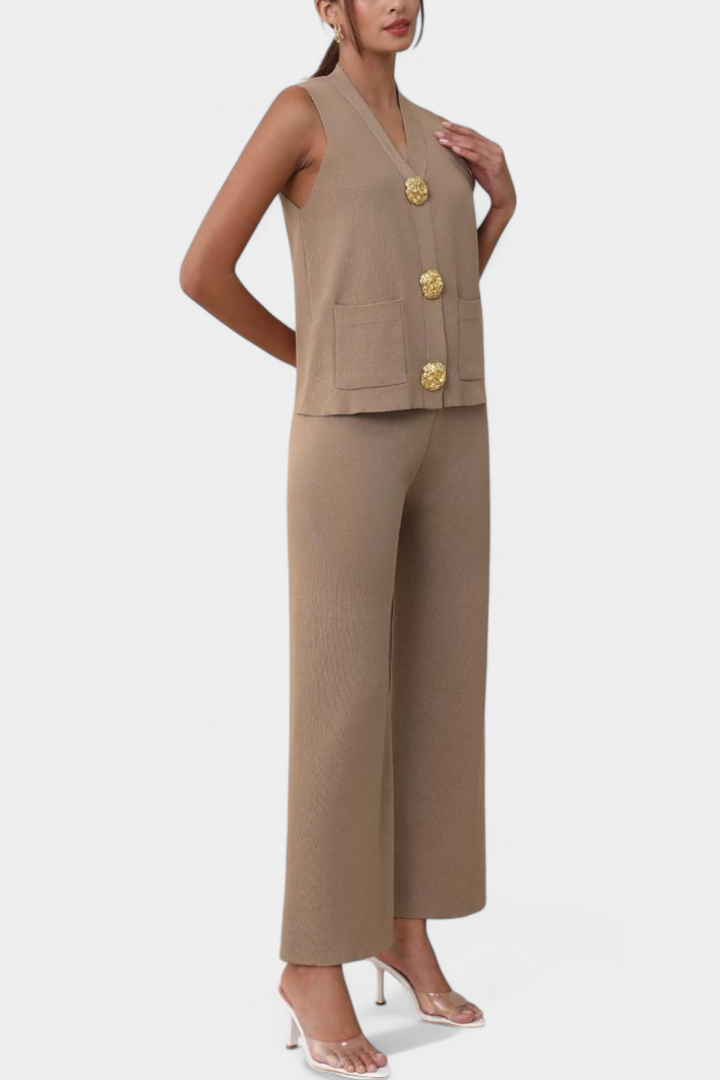 Jacey Knit Vest with Wide-Leg Trousers
