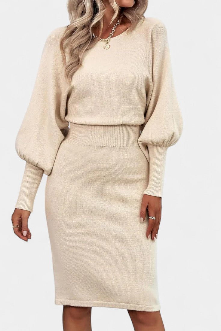 Abélise Long Sleeve Fitted Midi Sweater Dress