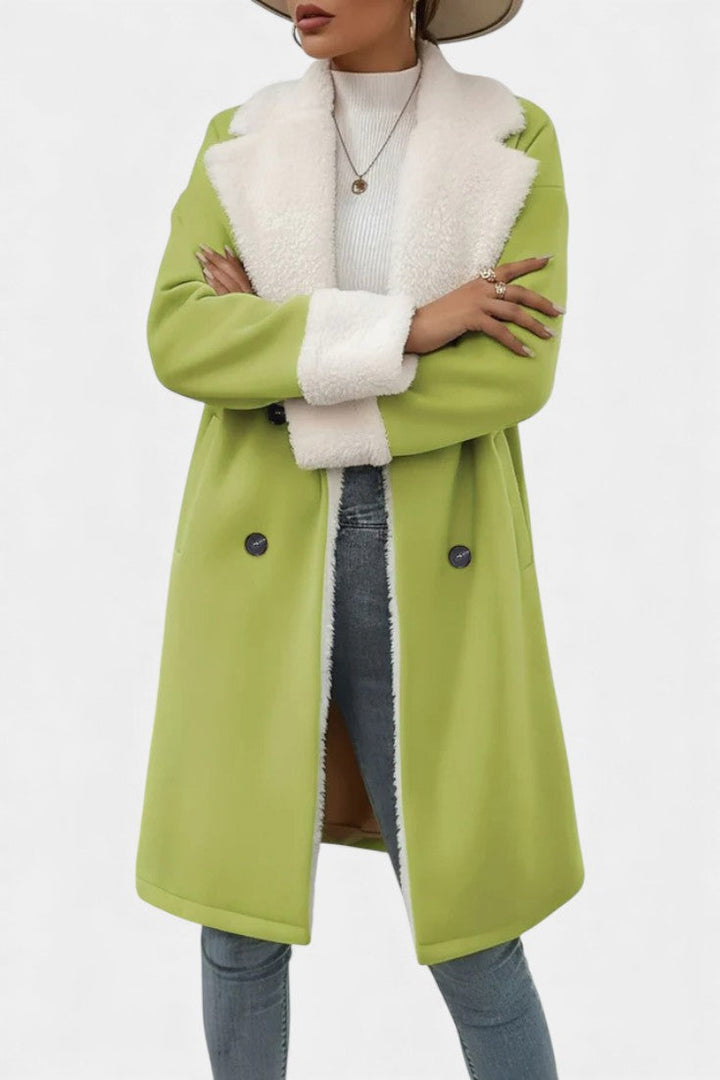Romina Mid-Length Tailored Coat Featuring Cozy Fleece Lining