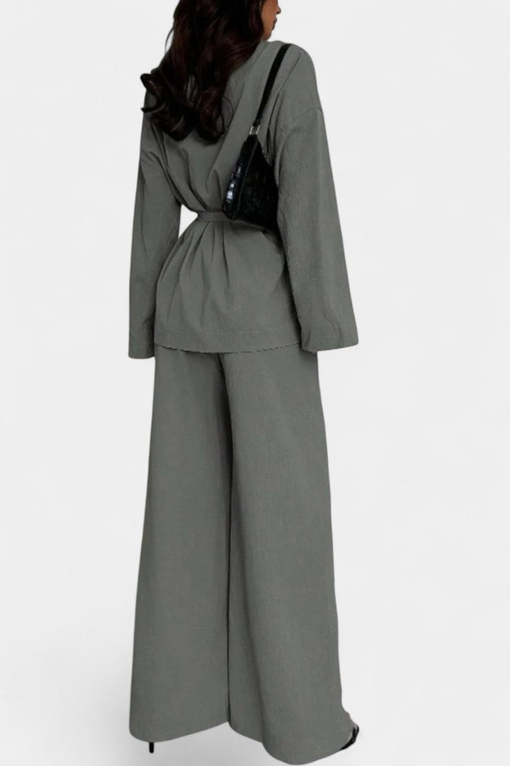 Amy V-Neck Blazer and Flared Pants Set