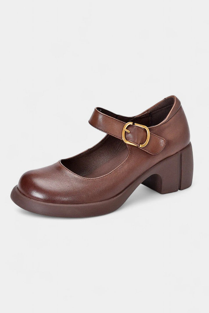 Agnes Mary Janes with Classic Round Toe and Square Heel Design