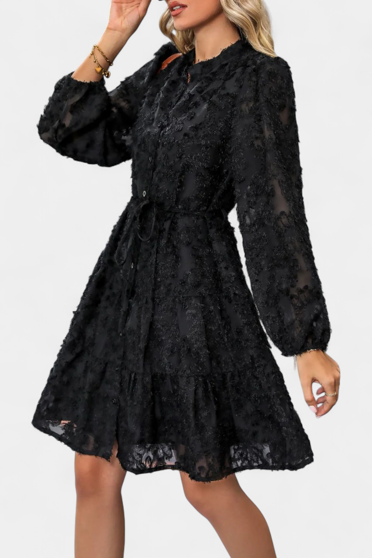 Soreia Textured Long Sleeve Robe with Contemporary Button Closure