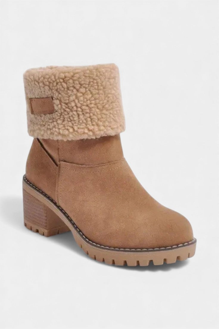 Luise Sienna Faux Fur Block Heel Ankle Boots