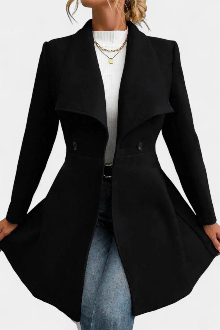 Floriane Double-Breasted Reversible Peplum Coat