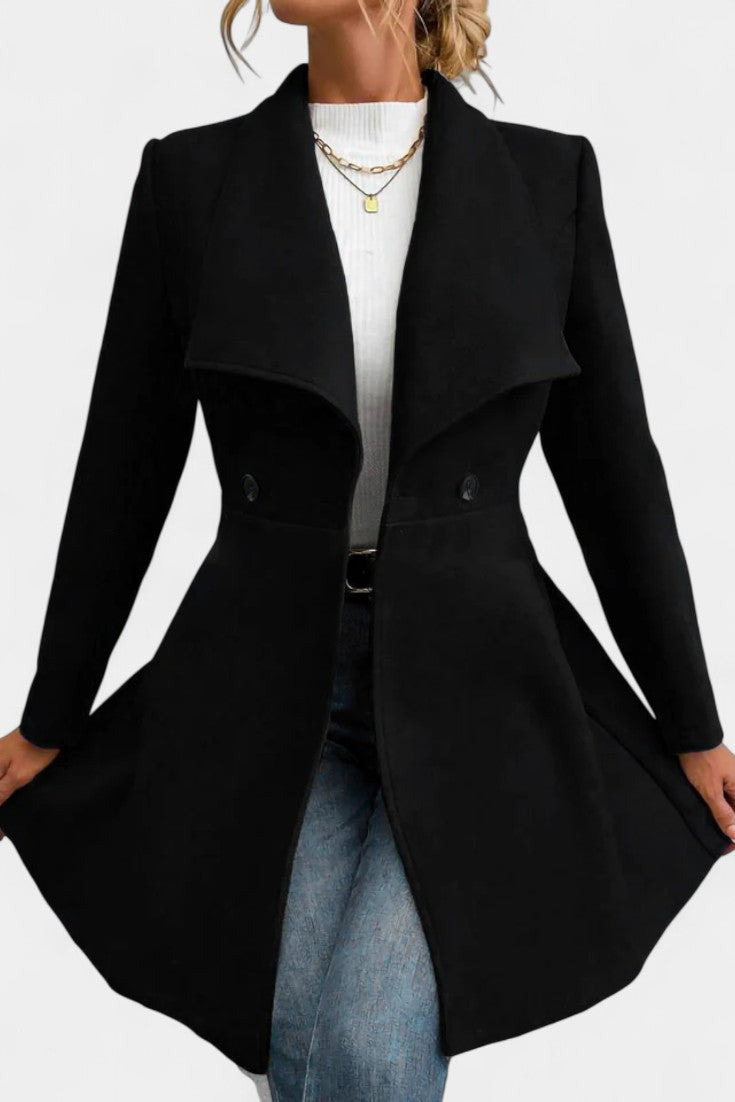 Floriane Double-Breasted Peplum Coat with Lapel